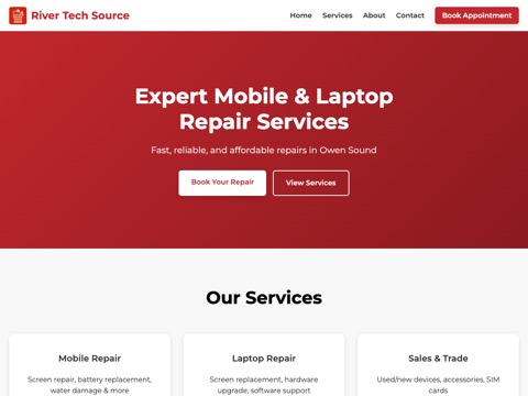 Screenshot of the River Tech Source website