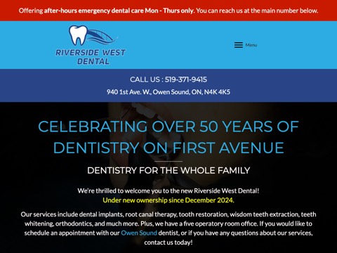 Screenshot of the Riverside West Dental website