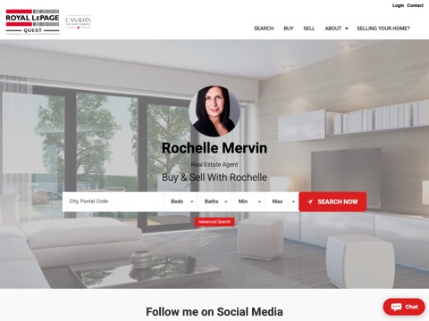 Screenshot of the Rochelle Mervin Real Estate Agent homepage, rochellemervin.royallepage.ca, captured 2026-08-13, shown as the evidence for this review
