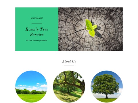 Screenshot of the Rosci's Tree Service website
