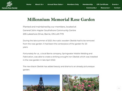 Screenshot of the Rose Garden Barrie website