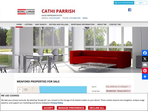 Screenshot of the Royal LePage - Cathi Parrish website