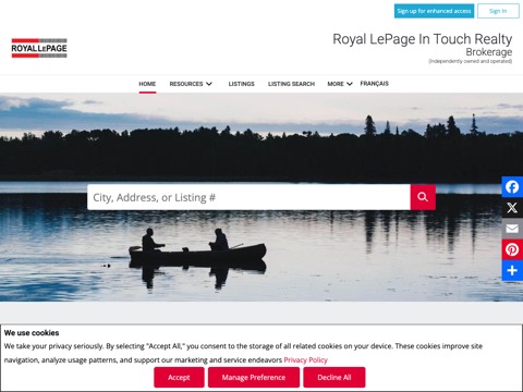 Screenshot of the Royal LePage In Touch Realty Inc. website