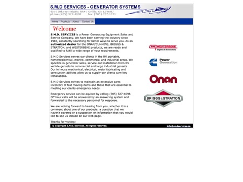 Screenshot of the S.M.D. SERVICES homepage, smdgeneratorservices.com, captured 2026-08-19, shown as the evidence for this review