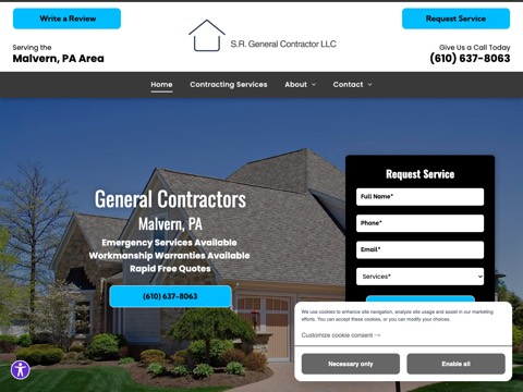 Screenshot of the S R General Contractor website