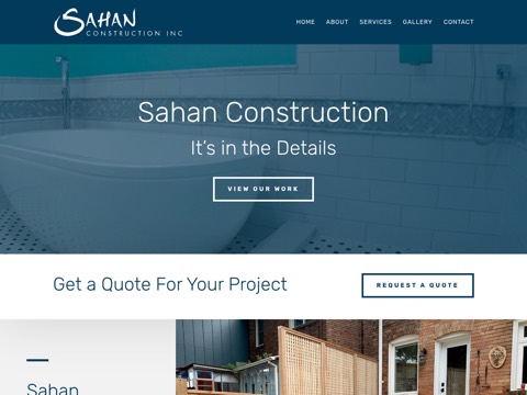 Screenshot of the Sahan Construction Inc. website