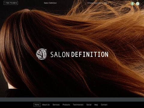 Screenshot of the Salon Definition homepage, www.barriesalon.com, captured 2026-08-19, shown as the evidence for this review