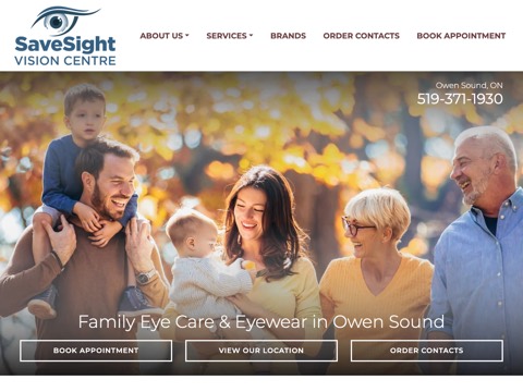 Screenshot of the SaveSight Vision Centre website