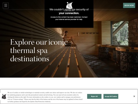 Screenshot of the Scandinave Spa Blue Mountain website