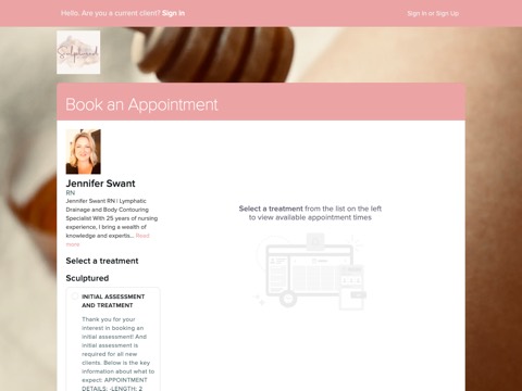 Screenshot of the Sculptured by Jenn - Brazilian Lymphatic Drainage & Body Contouring Specialist website