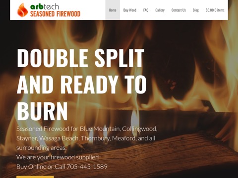 Screenshot of the Seasoned Firewood homepage at seasonedfirewood.ca, captured 2026-08-19, shown as the evidence for the review on this page