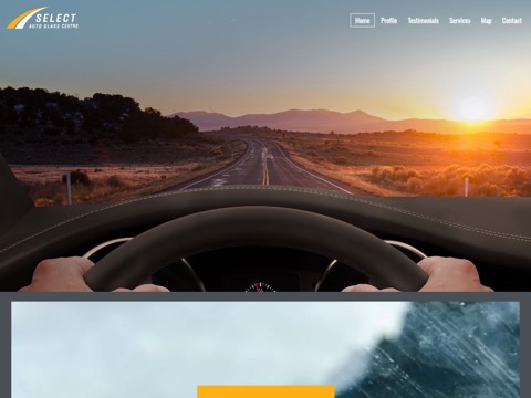 Screenshot of the Select Auto Glass Centre Ltd homepage, www.selectautoglasscentre.com, captured 2026-08-19, shown as the evidence for this review