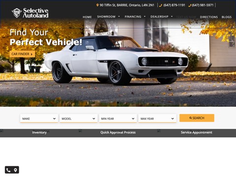 Screenshot of the Selective Autoland homepage, selectiveautoland.ca, captured 2026-08-19, shown as the evidence for this review