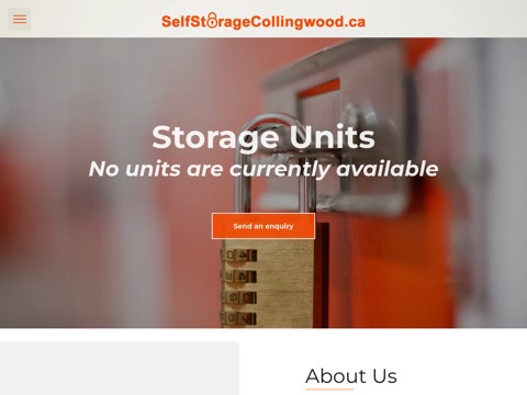 Screenshot of the Self Storage Collingwood homepage, www.selfstoragecollingwood.ca, captured 2026-08-19, shown as the evidence for this review