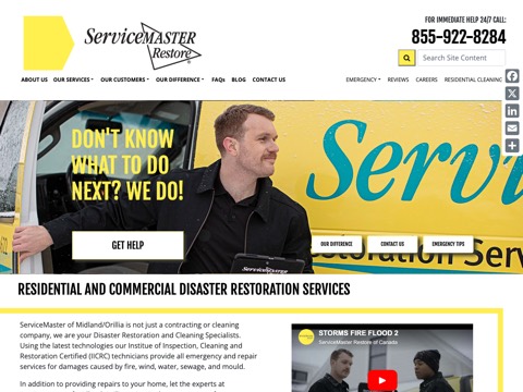 Screenshot of the ServiceMaster of Midland/Orillia homepage, svmmidlandorillia.ca, captured 2026-08-19, shown as the evidence for this review