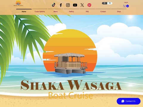 Screenshot of the Shaka Wasaga Boat Cruise website