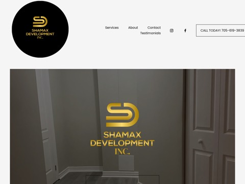Screenshot of the Shamax Development Inc. homepage, www.shamaxdevelopment.com, captured 2026-08-19, shown as the evidence for this review