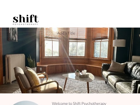 Screenshot of the Shift Psychotherapy | Janet Nielsen Therapist homepage, www.shiftpsychotherapy.ca, captured 2026-08-19, shown as the evidence for this review