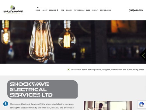 Screenshot of the Shockwave Electrical Services LTD homepage, shockwave-electrical.ca/?y_source=1_Nzg2NTE0NDItNzE1LWxvY2F0aW9uLndlYnNpdGU%3D, captured 2026-08-19, shown as the evidence for this review
