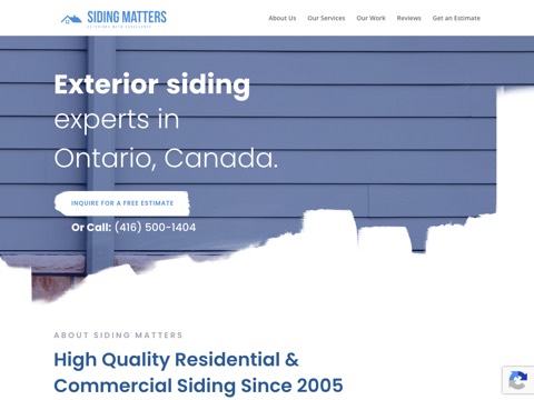 Screenshot of the Siding Matters website