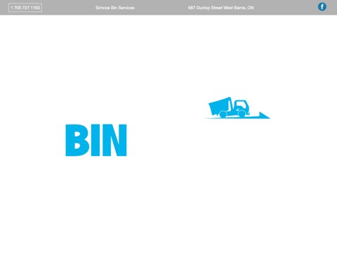Screenshot of the Simcoe Bin Service homepage, www.barriebinservices.ca, captured 2026-08-19, shown as the evidence for this review