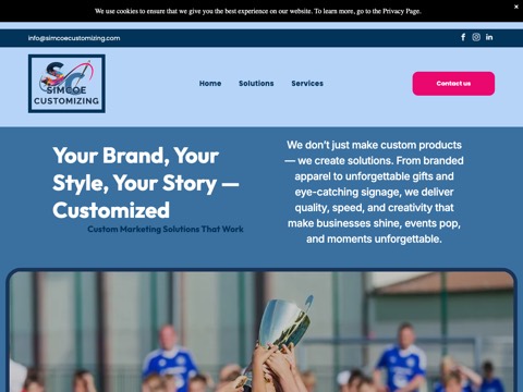 Screenshot of the Simcoe Customizing homepage, www.simcoecustomizing.com, captured 2026-08-19, shown as the evidence for this review