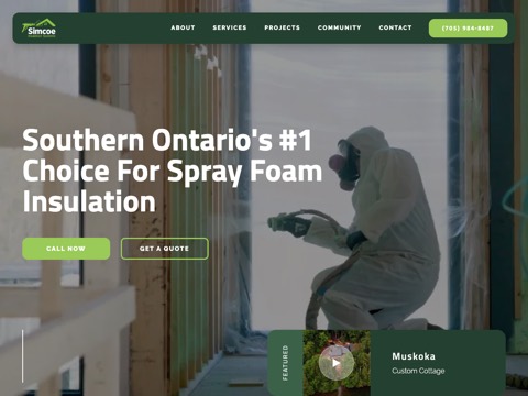 Screenshot of the Simcoe Insulation Systems website