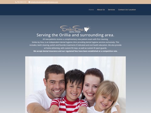 Screenshot of the Smiles by Sina Dental Hygiene homepage, smilesbysinadentalhygiene.com, captured 2026-08-19, shown as the evidence for this review