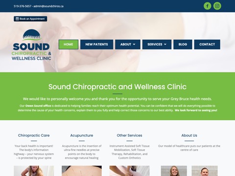 Screenshot of the Sound Chiropractic & Wellness Clinic website