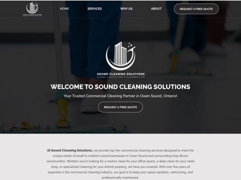 Screenshot of the Sound Cleaning Solutions homepage, www.soundcleaningsolutions.ca, captured 2026-08-19, shown as the evidence for this review