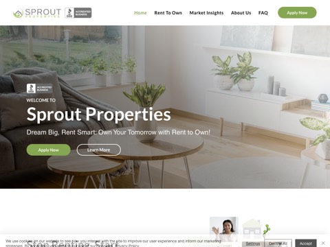 Screenshot of the Sprout Properties website