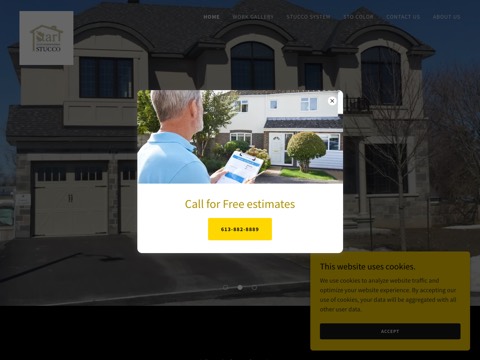 Screenshot of the Star Stucco homepage, starstucco.ca, captured 2026-08-13, shown as the evidence for this review
