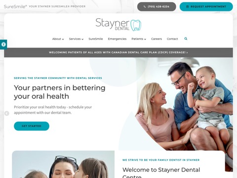 Screenshot of the Stayner Dental Centre website