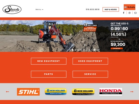 Screenshot of the Stewart's Equipment website