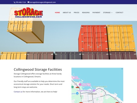 Screenshot of the Storage Collingwood homepage, www.storagecollingwood.com, captured 2026-08-19, shown as the evidence for this review