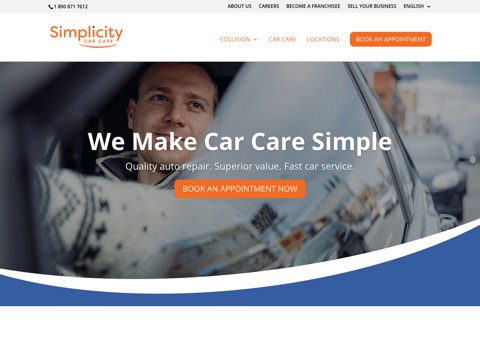 Screenshot of the Streamline Collision Repair homepage, simplicitycc.com, captured 2026-08-19, shown as the evidence for this review