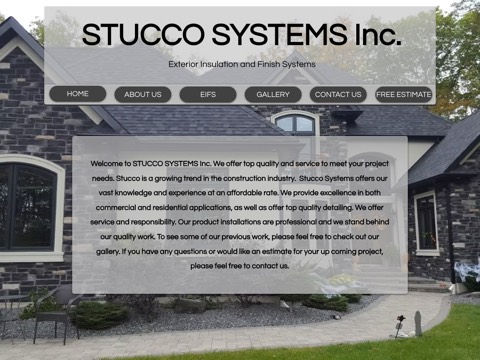 Screenshot of the Stucco Systems Inc. homepage, www.stuccosystems.ca, captured 2026-08-13, shown as the evidence for this review