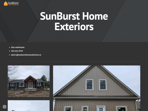 Screenshot of the SunBurst Home Exteriors website