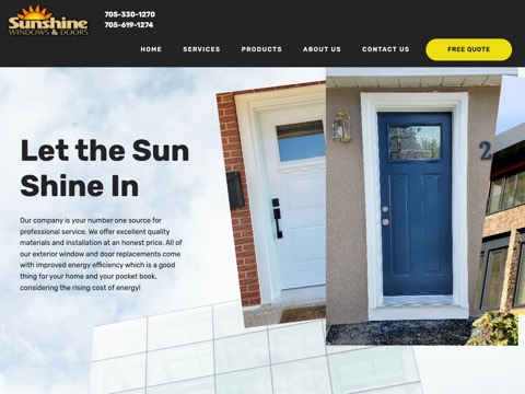 Screenshot of the Sunshine Windows & Doors website
