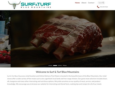 Screenshot of the Surf and Turf Blue Mountains website
