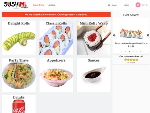 Screenshot of the SushiMi Orillia website
