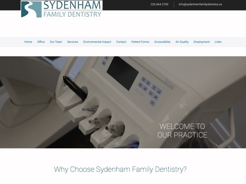 Screenshot of the Sydenham Family Dentistry website
