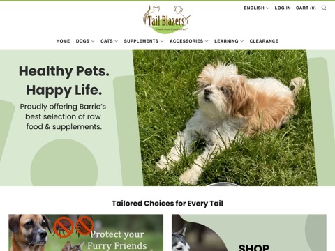 Screenshot of the Tail Blazers Barrie homepage, tailblazersbarrie.ca, captured 2026-08-19, shown as the evidence for this review