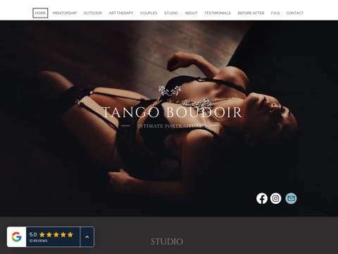 Screenshot of the Tango Boudoir website