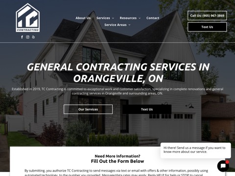 Screenshot of the TC Contracting website