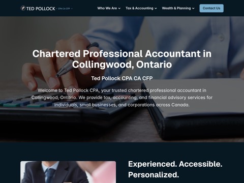 Screenshot of the TED POLLOCK CPA CA CFP website