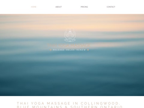 Screenshot of the Thai Yoga Massage homepage, www.thaiyogamassagewithleslie.ca/?utm_source=google&utm_medium=wix_google_business_profile&utm_campaign=14823355143447735901, captured 2026-08-19, shown as the evidence for this review