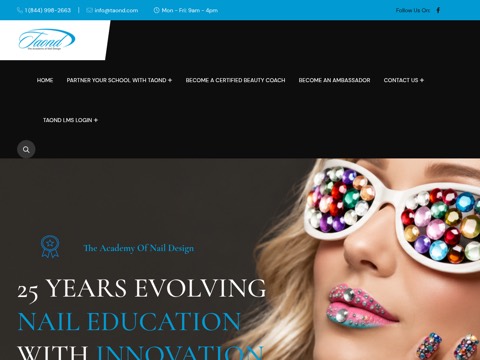 Screenshot of the The Academy of Nail Design homepage at taond.com, captured 2026-08-19, shown as the evidence for the review on this page