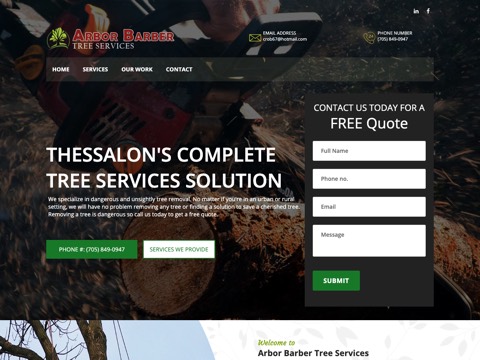 Screenshot of the The Arbor Barber Tree Service website