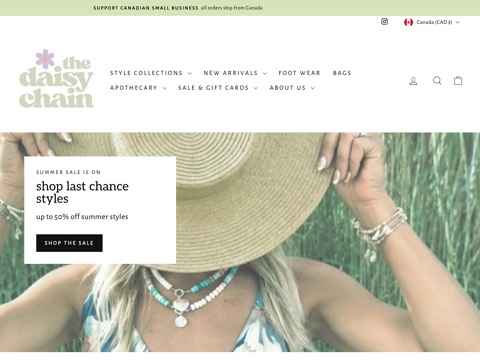 Screenshot of the The Daisy Chain homepage, thedaisychainshop.ca, captured 2026-08-19, shown as the evidence for this review